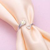 S925 Sterling Silver Adjustable Paw snd Heart Rings Jewelry Gift for Women