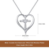 Silver Plated Cross Heart Necklace for Women, Faith Hope Love Heart Cross Pendant Necklace for Women