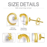 S925 Sterling silver Moon & Star Pearl Stud Earrings for Women