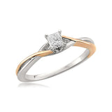 14k Two-Tone Rose & White Gold with Rhodium Princess-cut Natural Diamond Engagement Ring (1/4 cttw, I-J, I1-I2)