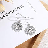 925 Sterling Silver Earrings Flower Of Life Drop Earrings For Women Girls Celtic Dangles Gift