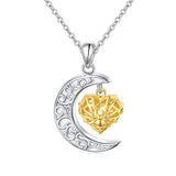  Silver Moon and Spider Pendant Necklace