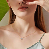 14k Gold Moissanite Classic Bezel Pendant Necklace for Women