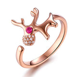 Rose Reindeer  Toe Rings for Women, S925 Sterling Silver Rose Gold Plated  CZ Adjustable Open Ring  Jewelry