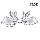 925 Sterling Silver Cute Animal CZ Rabbit Stud Earrings for Women Teen Girls Birthday Gift
