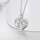 Silver Lucky Horse in Heart Necklace 