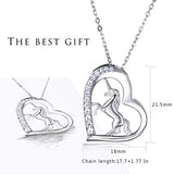 925 Sterling Silver Love Heart Unicorn Pendant Necklace - White Gold Plated Necklace Jewelry Gift for Women Girls