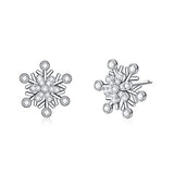 Silver Snowflake Stud Earrings with Swarovski Crystal