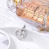 S925 Sterling Silver Unicorn Necklace Heart CZ Animal Pendant Jewelry  for Women