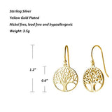 Tree of Life Earrings for Women Gold Plated Sterling Silver Family Tree Anniversary Birthday Jewelry Gifts for Teen Girls Mom Grandma Wife Girlfriend Daughter Her
