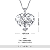 Heart Pendant Necklace 925 Sterling Silver Tree of Life Necklace for Women Mom Girlfriend Wife Sister