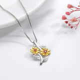 S925 Sterling Silver Sunflower Necklace Pendant Jewelry for Women Girlfriend