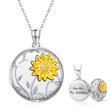 Silver Sunflower  Locket Necklace