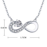 925 Sterling Silver Infinity Heart  Cubic Zirconia Friendship Pendant Necklace