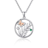 Silver Butterfly Tree of Life Pendant Necklace 