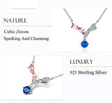 Women 925 Sterling Silver Natural Gemstone Bowknot Necklaces Pendants with CZ Jewelry