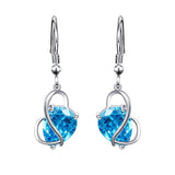 Austria Blue Zircon Jewelry 925 Sterling Silver CZ Butterfly Wing Simple Teardrop Dangle Earrings and Necklace