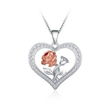 Silver Rose Flower Pendant Necklace