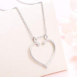 S925 Sterling Silver Jewelry Open Heart Pendant  Necklace  Love Gift for Her, Wife, Girlfriend