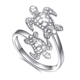 S925 Sterling Silver Turtle Animal Ring Adjustable For Women