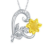 Silver CZ Sunflower Necklace Jewelry 