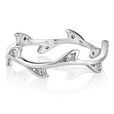 925 Sterling Silver Cubic Zirconia CZ Infinity Olive Branches Band Ring Jewelry