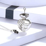 925 Silver Angel Wing Heart Urn Pendant Necklace for Ashes - A Piece of My Heart is in Heaven Memorial Keepsake Cremation Jewelry