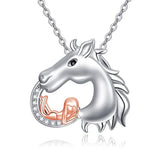 Silver Cute Horse and Girl Animal Necklace