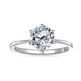 Simple 2.5CT 6 Prong Brilliant Cut AAA CZ Solitaire Engagement Ring For Women 925 Sterling Silver