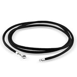 Black Satin Silk Necklace Pendant Cord for Women for Men Teens 925 Sterling Silver Lobster Claw Clasp