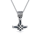 Celtic Knot Viking Thors Hammer Pendant Necklace For Men For Women Oxidized 925 Sterling Silver With Chain