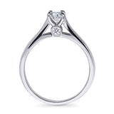 Rhodium Plated Sterling Silver Solitaire Promise Engagement Ring Made with Swarovski Zirconia Oval Cut