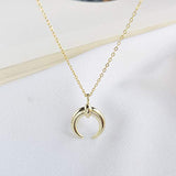 Sterling Silver Gold Plated Crecent Moon Pendant Necklace  Jewelry Gift for Women