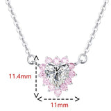 925 Sterling Silver Heart Pendant Necklace Halo Set Cubic Zirconia CZ White Gold Plated Silver Jewelry