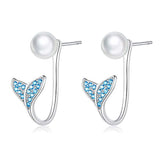 Silver Mermaid Pearl Drop Dangle Earrings