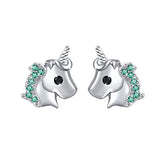 Cute CZ Unicorn Stud Earrings