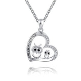 Silver Owl Always in My Heart Pendant Necklace