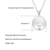 Sterling Silver Tree of Life Pendant Necklace Minimalist Jewelry Gifts for Women Mom Lover Family with Gorgeous Jewelry Box, 16+2 Inch Extender Necklace
