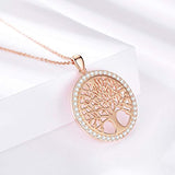 Sterling Silver Tree of Life Necklace Shiny Dainty 18K Rose Gold Plated Jewelry Gifts for Women (Rose Gold)