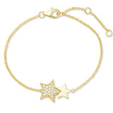 Star Bracelet 14K Yellow/White Gold Plated S925 Sterling Silver Cubic Zirconia CZ Dainty Star Jewelry for Women Teen Girls Mom Wife Sister Daughter with Jewelry Box
