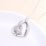 925 Sterling Silver Lion Cute Animal Heart Pendant Necklace For Women Girls Birthday Gift Jewelry