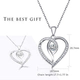 925 Sterling Silver  Love Heart Pendant Only You Cubic Zirconia White Gold Plated Necklace Jewelry Gifts for Women