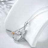 S925 Sterling Silver Hummingbird Lotus Pendant Necklace Jewelry for Women Teens Birthday Gift