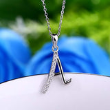 925 Sterling Silver Initial Pendant Necklace Cubic Zirconia for Women