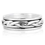 925 Sterling Silver Woven Classic Celtic Knot Rope Design Eternity Band Ring Unisex
