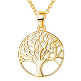 Gold Plated  Tree of Life Pendant Necklace Minimalist Jewelry Gifts for Women Mom Lover Family with Gorgeous Jewelry Box, 16+2 Inch Extender Necklace