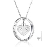 Silver Angel Wings Cremation Jewelry Keepsake Heart Urn Pendant Necklace