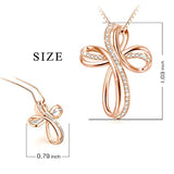 Rose Gold Plated Sterling Silver Cubic Zirconia Infinity Love Cross Pendant Necklace for Women