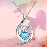 Sterling Silver Zirconia Infinity Love Heart Pendant Necklace”I Love You Mom” Gift for Mother