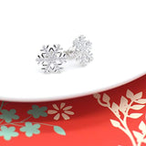 Silver Snowflake Stud Earrings Clear CZ Crystal Winter Snowflake Jewelry Hypoallergenic Elegant Ear Studs for Women Girls